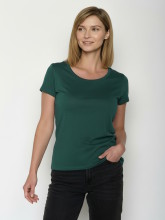 T-shirt femme en coton bio couleur vert foncé