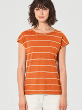 T-shirt chanvre coton bio orange à rayures