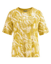 T-shirt écolo femme imprimé jungle couleur jaune