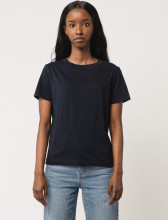 T-shirt col rond bleu marine en coton bio pour femme