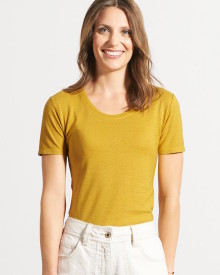 T-shirt hempage jaune curry pour femme