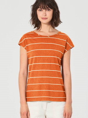 T-shirt chanvre coton bio orange à rayures