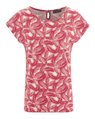 T-shirt chanvre coton bio femme palmiers rouge