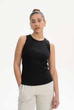 Débardeur côtelé coton bio noir