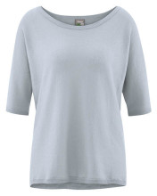 Petit pull manches courtes en coton bio et chanvre gris