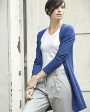 Long gilet écologique femme couleur bleu
