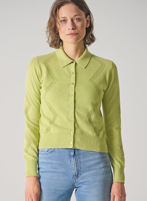 Gilet fin vert femme en chanvre et coton biologique