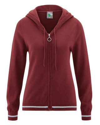 Gilet zippé en chanvre et coton bio couleur châtaigne