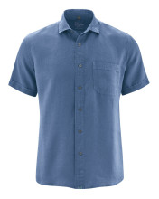 Chemise chanvre manches courtes bleue