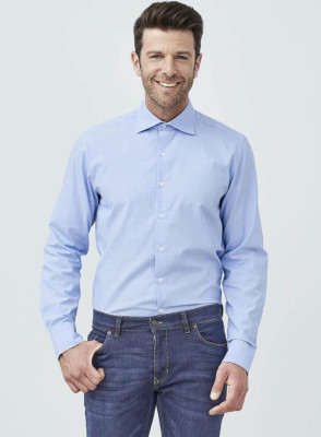 Chemise coton bio homme bleu clair