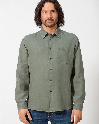 Chemise en chanvre pour homme couleur vert olive