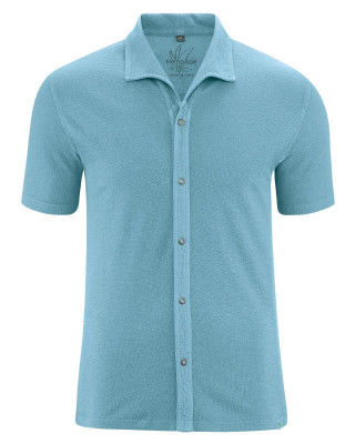 Chemise en jersey de chanvre et coton bio couleur bleu