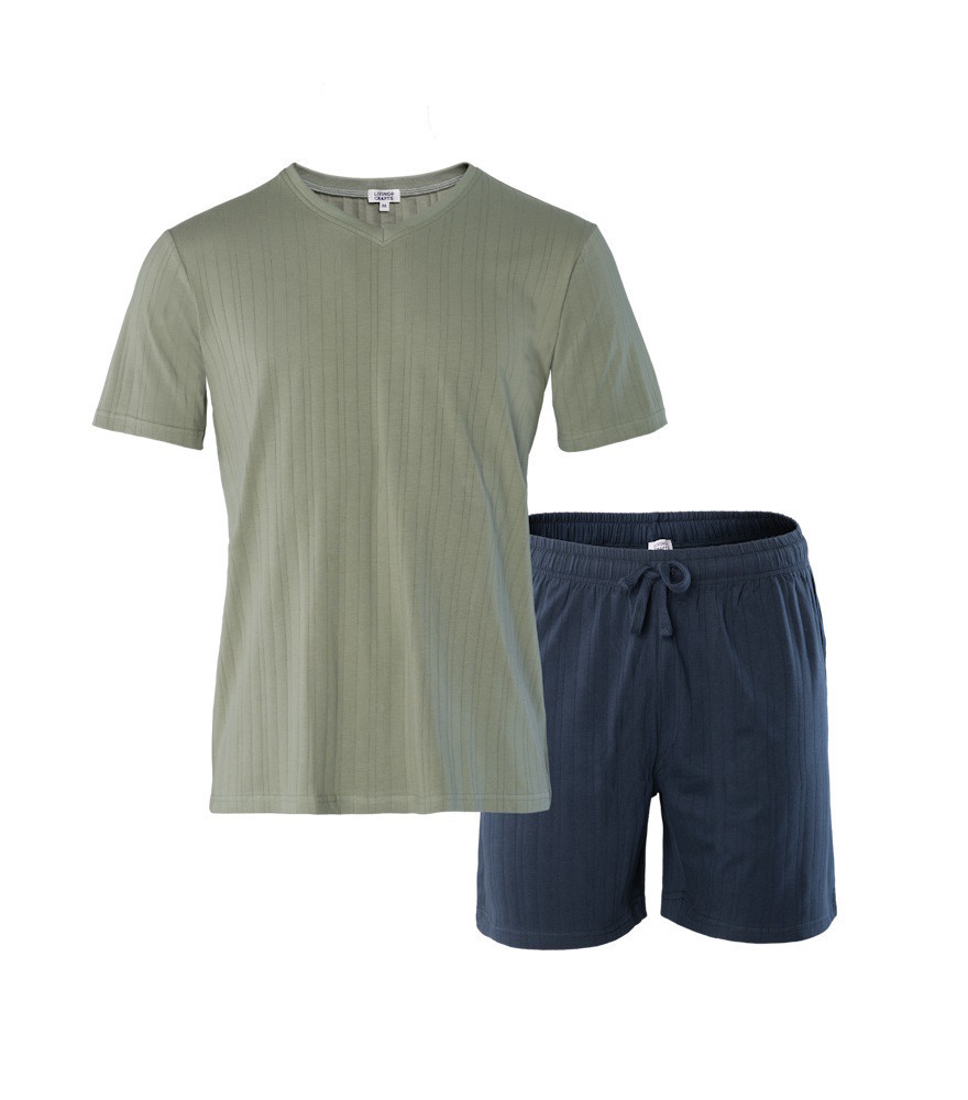 Survêtement D'été 2 Pièces à Rayures Pour Homme Avec T-shirt Et Short à Manches Courtes, Ensemble De Sport Décontracté Et élégant, Vert Armée, XXL