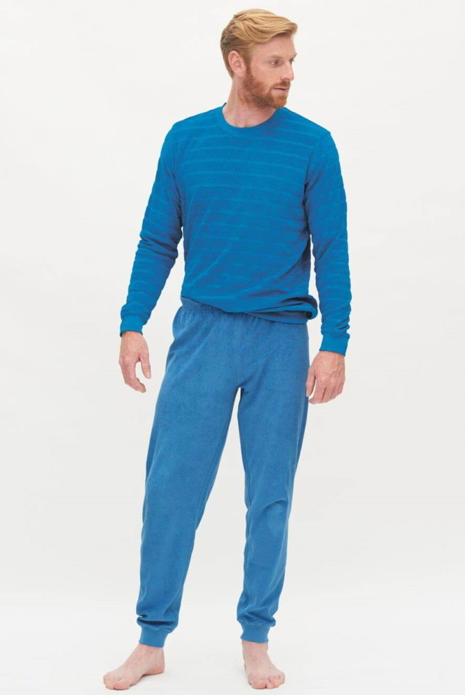 Pyjama homme coton bio, bleu foncé, taille L