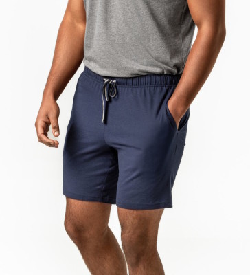 Short souple en jersey de coton bio bleu marine homme
