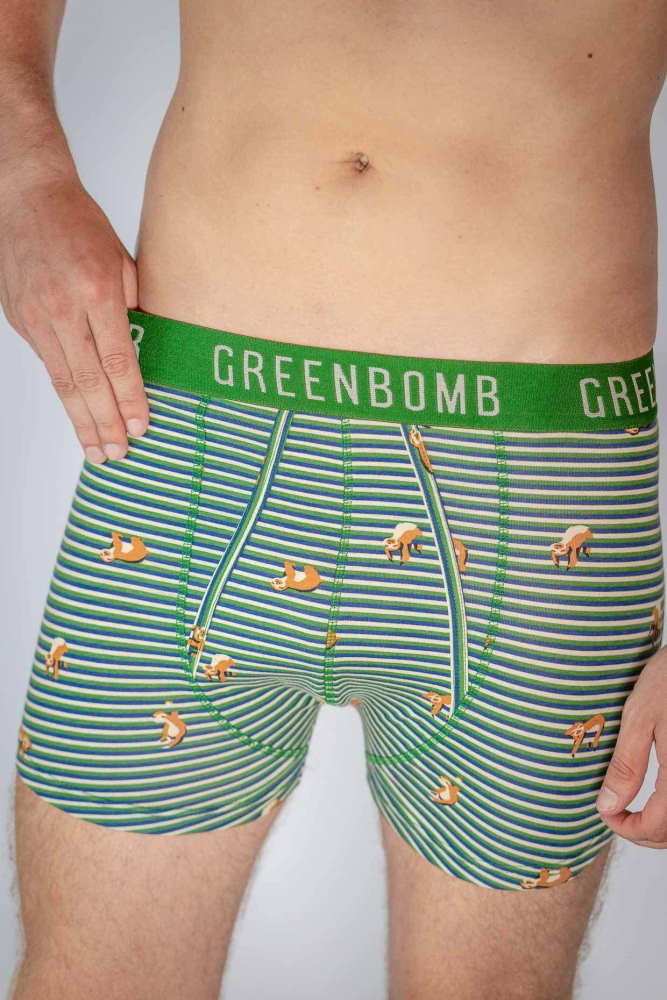 Boxer original motif paresseux pour Homme - coton bio GOTS