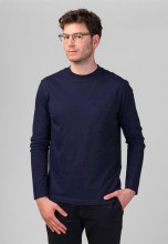 T-shirt manches longues homme en coton bio gots bleu marine