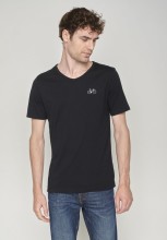 T-shirt noir col v en coton bio pour homme