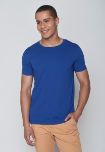 T-shirt bleu vif en coton biologique pour homme