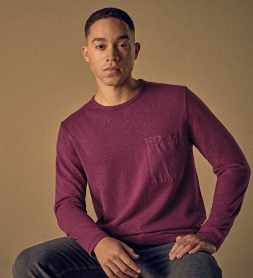 T-shirt écologique pour homme rouge foncé en chanvre et coton bio