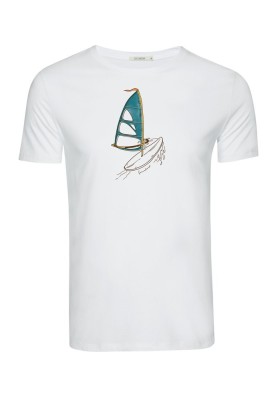 T-shirt coton bio blanc avec motif windsurf