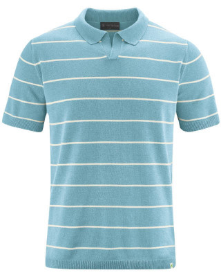 Polo écologique homme rayures bleues et blanches