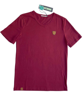 T-shirt coton bio badge vélo bordeaux