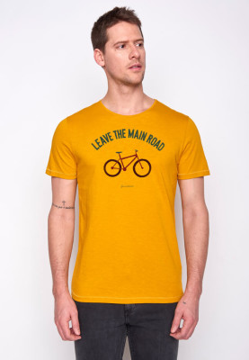 T-shirt jaune en coton bio avec motif vélo